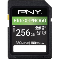 PNY EliteX-PRO60 Klasse 10 U3 V60 UHS-II SDXC Flash-Speicherkarte, EliteX-PRO 60, P-SD256V60280EXP6-GE