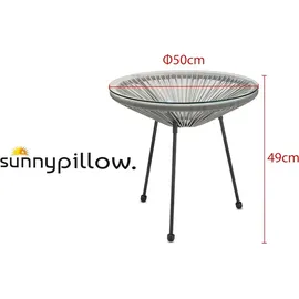 sunnypillow Acapulco Gartenstuhl 2er Set 2 x 70 x 70 x 85 cm grau