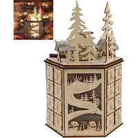 Holz-Adventskalender 2025 mit 24 Schubladen, LED-Beleuchtung und Musik , befüllbar, ideal als festlicher Weihnachts-Countdown und Geschenk