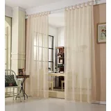 Woltu Gardine (2 St), halbtransparent, Gardinen halbtransparent mit Schlaufen Leinen Optik 140 cm x 245 cm