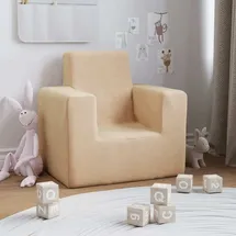 vidaXL Kindersofa Modell 8 90 x 200 cm Polyester weiß creme