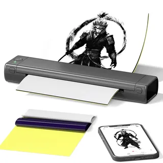 Itari M08F Tattoo Drucker, Thermodrucker Tattoo für A4 Papier mit 10pcs Tattoo Papier, Tattoo Printer Tattoo Stencil Drucker Bluetooth mit IPad & Phone & PC, Grau