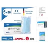 MR Solutions MR Solutions, Medizinischer Mund Nasenschutz 250 Stk. Filtration BFE 98 % EN 14683:2019+AC:2019 Typ IIR 3 lagige OP Maske