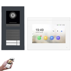 2 Familienhaus LAN IP Video Türsprechanlage, Full HD-Kamera 170 Grad - Außenstation Anthrazit, Aufputz oder Unterputz Montage
