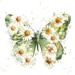 ti-flair 20 Servietten Papier 33x33cm 3-lag. - hochwertige Einweg Papierservietten für Feier Hochzeit Geburtstag Frühlingsdeko Sommerparty Schmetterling Blumen
