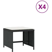 vidaXL Gartenhocker mit Kissen 40 x 40 x 35 cm schwarz 4 St.