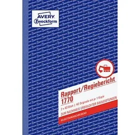 Avery Zweckform Formularbuch Rapport/Regiebericht A5 Gelb