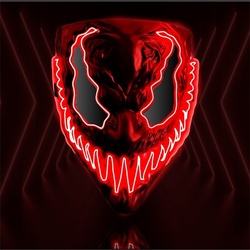 TK Gruppe Verkleidungsmaske LED Venobat Maske als Halloween Kostüm – Damen / Herren – rot rot