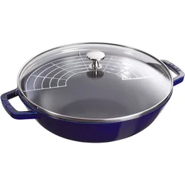 Staub Wok 30 cm, rund, Dunkelblau, Gusseisen
