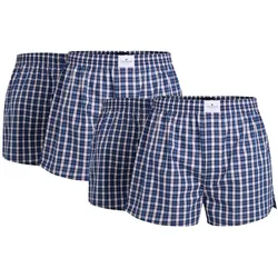 TOM TAILOR Herren Boxershorts, 4er Pack - Web-Shorts, Baumwolle, Poplin, kariert Blau XL