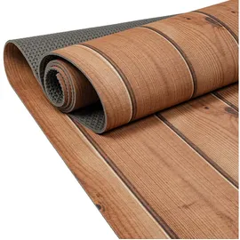 ANRO Küchenläufer Teppich Läufer Küchenteppich Flur Läufer Küche awaschbar pflegeleicht Holz Diele Braun 400x65cm