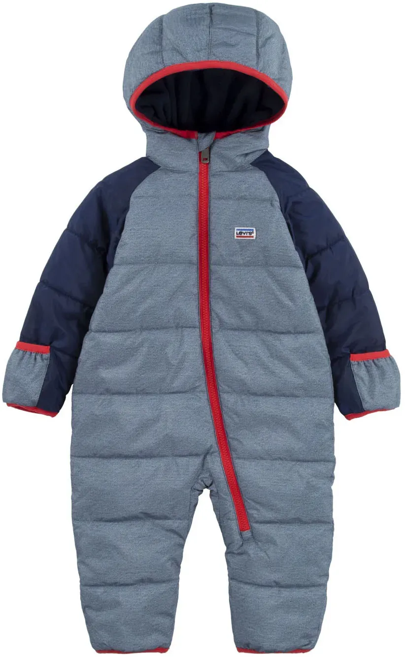 Schneeoverall LEVI'S KIDS, Jungen, Gr. 18M (86), N-Gr, blau (naval academy), Web, Obermaterial: 100% Polyester, lang, Rundhals, mit Windstopper, Overalls, in zwei Dessins - warm wattiert, für Babys