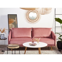 3-Sitzer Sofa Samtstoff rosa mit goldenen Beinen MAURA