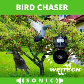 Weitech Vogelabwehr zum vor Schäden durch Vögel - mit LED Lichtblitzen und Akustisch