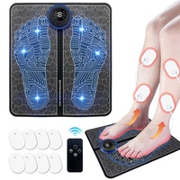 Fussmassagegerät EMS Fußmassagegerät, USB Elektrisches Massagematte für die Durchblutung Muskelschmerzen, Tragbare Foot Massager mit Fernbedienung, 8 Modi 19 Einstellbare Frequenzen Fußmassage