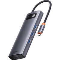 Baseus Metal Gleam Series USB-C to 3x USB 3.0 + HDMI + USB-C PD + VGA USB-Hubs - USB 3.0 - 6 - Grau