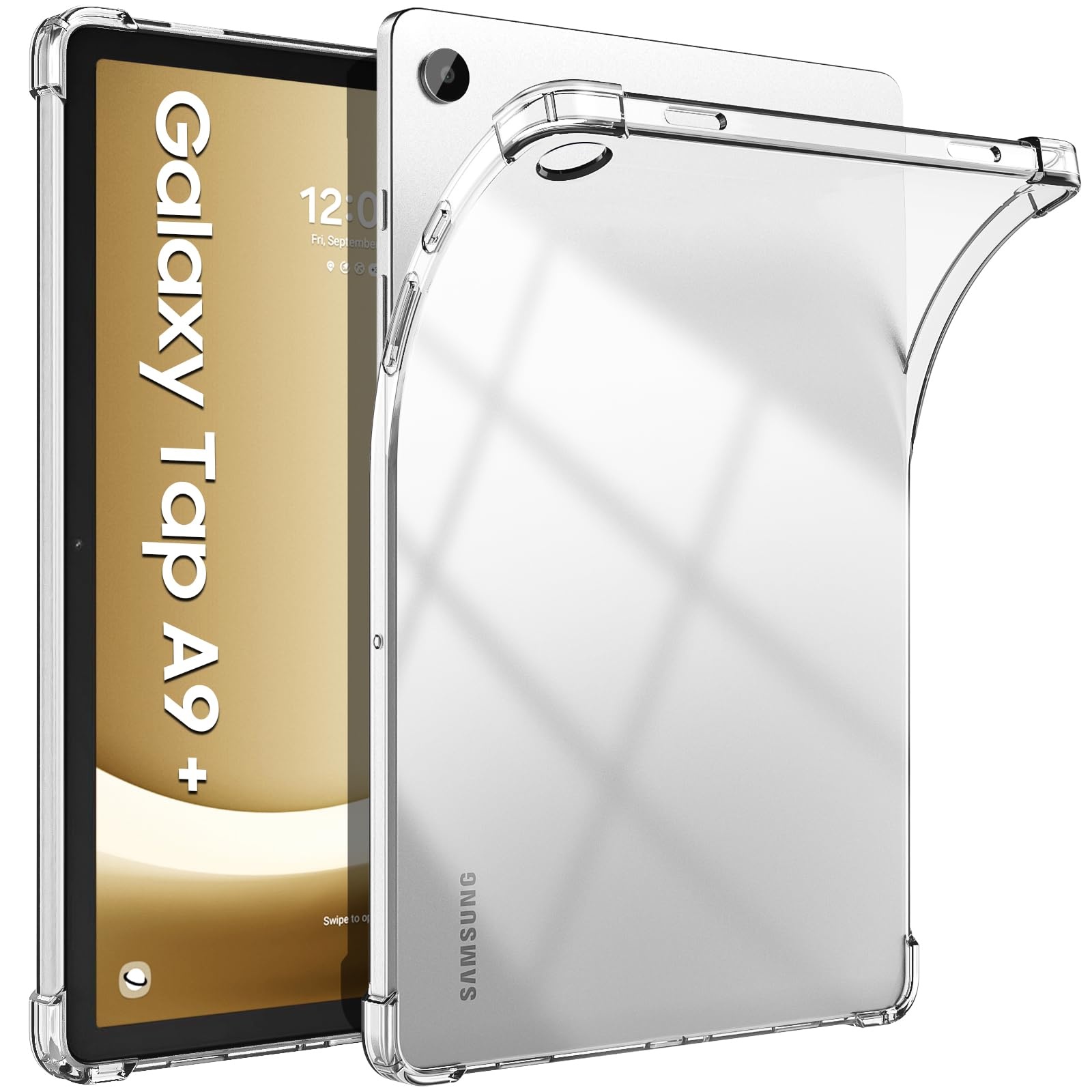 TiMOVO Hülle für Samsung Galaxy Tab A9+/A9 Plus 11 Zoll 2023 SM-X210/X216/X218, Schlank Leicht Schutzhülle mit Transparenter TPU Rückseite für All-New Samsung Galaxy Tab A9+ Tablet, Transparent