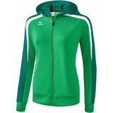 Erima Damen Jacke Liga 2.0 Trainingsjacke mit Kapuze, smaragd/evergreen/weiß, 42, 1071853
