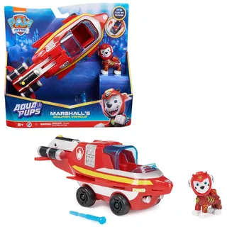 PAW PATROL, Aqua Pups - Basis Fahrzeug Spielzeugauto im Delfin-Design mit Marshall Welpenfigur, Spielzeug geeignet für Kinder ab 3 Jahren