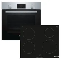 Bosch Herdset BOSCH Einbau-Backofen Teleskopauszug 3D-Heißluft + Induktionskochfeld Booster autark 60 cm