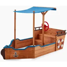 Home Deluxe Holzsandkasten MATSCHEKISTE mit Dach Blau