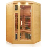 Dewello Infrarotkabine Infrarotsauna Lakefield Pro 120cm x 120cm 2 Personen Vollspektrum & Karbonstrahler Hemlock Zeder