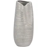 Beliani Dekovase DERBE Steinzeug 32 cm Silber