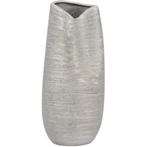 Beliani Dekovase DERBE Steinzeug 32 cm Silber