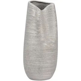 Beliani Dekovase DERBE Steinzeug 32 cm Silber
