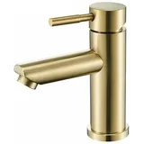 Wasserhahn, Wasserhahn, Waschtischarmatur, Badezimmer, modernes Modedesign, Wasserhahn aus gebürstetem Goldmessing, Spüle, Warm- und