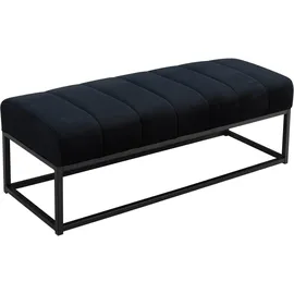 FineBuy Sitzbank Gepolstert Samt Schwarz 108 x 40 x 40 cm