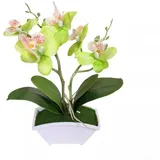 Perfekte Ergänzung für jede Dekoration, künstliche Schmetterlings-Orchidee, Bonsai, künstliche Blume mit Topf (grün)