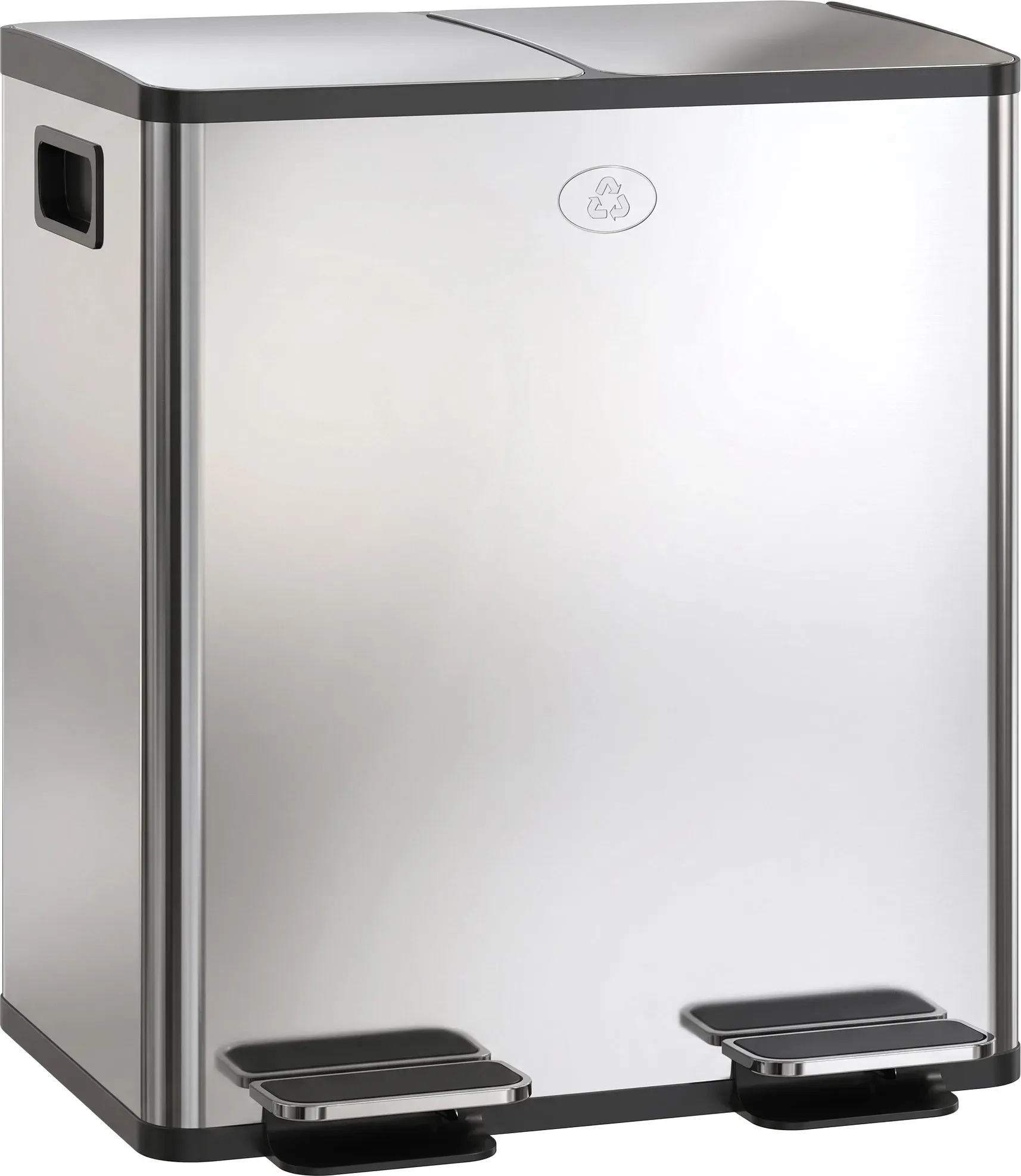HOMCOM Mülleimer 2 x 20L Abfalleimer aus Edelstahl Mülltrennsystem mit Softclose Deckel, Herausnehmbare Inneneimer, Deodorant-Fächern Treteimer für Wohnung, Silber   Aosom