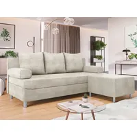 MIRJAN24 Schlafsofa Dover Cord, mit Schlaffunktion und Bettkasten, mit Chromfüße, Polsterhocker als Option beige