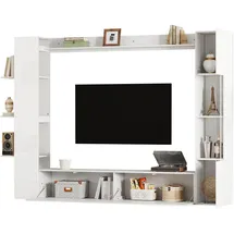 stilvora Wohnwand Weiß, Holzwerkstoff, 6 Fächer, Rechteckig, 228x170x30 cm, Wohnzimmer, Wohnwände, Anbauwände