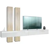 Vladon Wohnwand, Eiche, 330x204x39 cm, Wohnzimmer, Wohnwände, Anbauwände