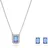 Swarovski Una Set, Blaue und Rhodinierte Halskette und Ohrringe mit Strahlenden Swarovski Kristallen