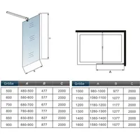 8mm Nano+ESG walk in Duschtrennwand Duschwand 30X200cm mit Stabilisator 73-120cm