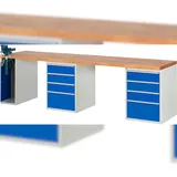 PROREGAL Werkbank Serie 7000 - Modell 7510 | HxBxT 89x300x70cm | 8x Schublade + 1x Schrank inkl. SchPROREGALbstock | Schubladenmaße 6x150 + 2x270mm