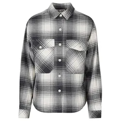 Klassische Bluse URBAN CLASSICS "Urban Classics Damen Ladies Oversized Check Shirt", Damen, Gr. 5XL, weiß (sandweiß, schwarz), 100% Baumwolle, Blusen
