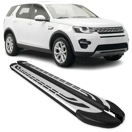 Omac Kfz-Schmutzfänger Trittbretter für Land Rover Discovery Sport 2014-25 Alu, 2-tlg., Rutschfest, Haltbar, Aerodynamik schwarz|silberfarben