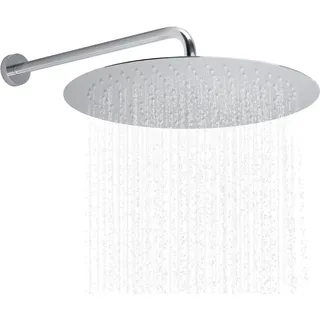 JOHO Regendusche Duschkopf aus Edelstahl mit Anti-Kalk-Düsen, groß 40cm Kopfbrause Set Rund Einbauduschköpfe Duschkopf Regenbrause Brausekopf mit Bombenfester Brausearm Wandarm (D40cm/40cm)