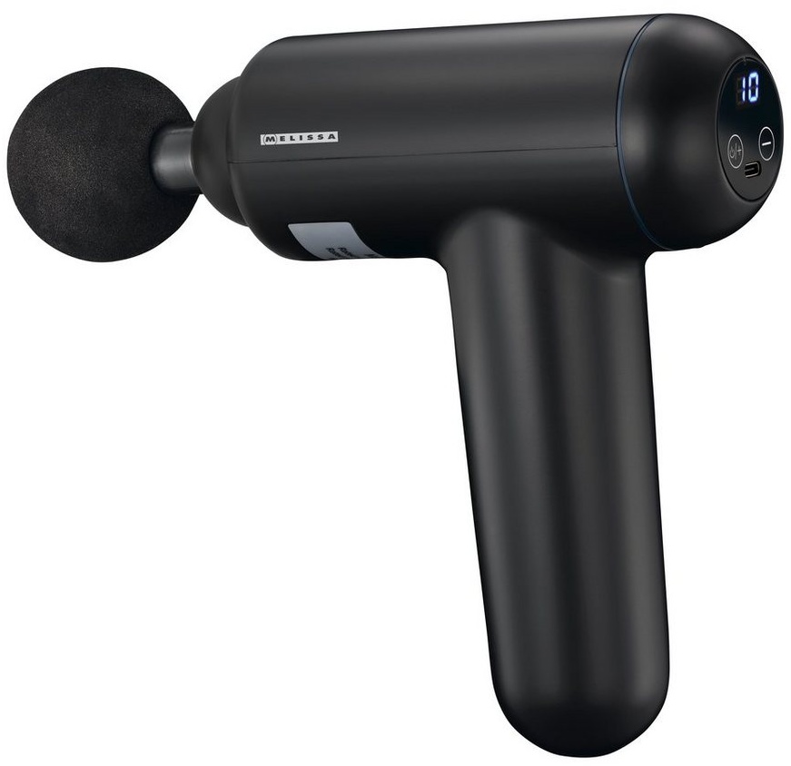 Produktbild MELISSA Massagepistole 16770048, 1-tlg., 60min. Laufzeit, 32 Stufen mit 2000-3000 RPM inkl. 4 Massageköpfe schwarz