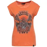 Queenkerosin Print-Shirt Wild & Free (1-tlg) im Vintage-Look orange M