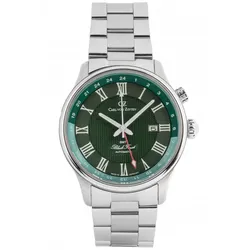 Carl von Zeyten -Rench Herrenuhr Silber Grün Zweite Zeitzone Saphirglas Metallband Automatik 46mm- CVZ0087GRMS