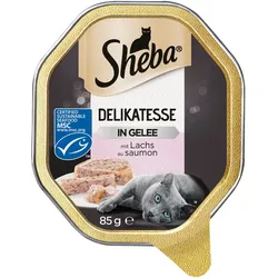 Sheba Delikatesse Gelee 85 Gramm Katzennassfutter 22 x 85 Gramm Geschnetzeltes mit Lachs