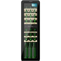 Cecotec "Cecotec Weinkühlschrank 30 Hit Black. Schwarz mit 2 Temperaturzonen (5-12oC, 12-20oC), LED-Steuerung, NoFrost, Holzregale, Innenbeleuchtung")
