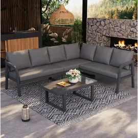 Okwish Gartenlounge-Set 6-tlg. grau