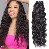 Water Wave Human Hair Bundles Menschliches Haar Brasilianisches Echthaar Tressen Locken Curly Bundles Single Weave Bundles Human Hair Natürliche Schwarze Farbe 100g 18 Inch