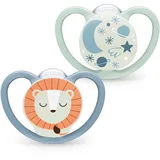 NUK Space Night Silikon 10175329 2 Stück Löwe/Nachthimmel